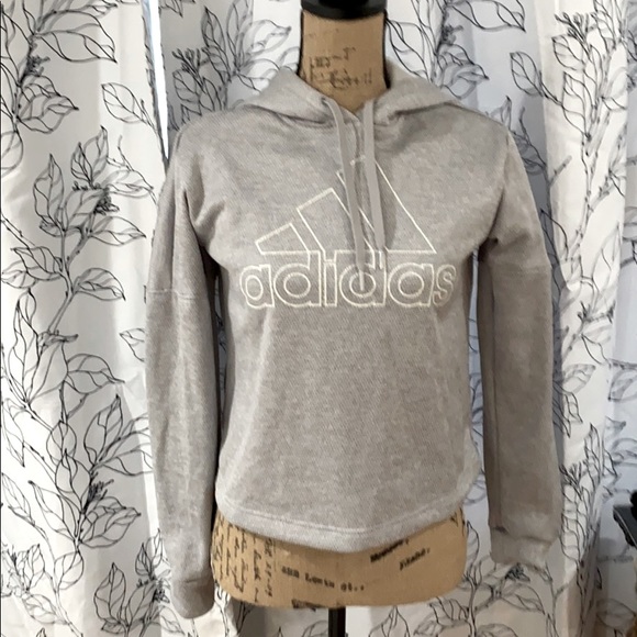 Adidas Grey Climawarm Hooded SweatShirt Size Small - Picture 1 of 5